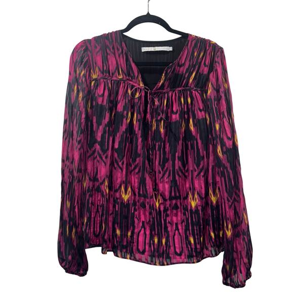 Marie Oliver Silk Top- 100% Silk Boho Print Blouse - Picture 1 of 15